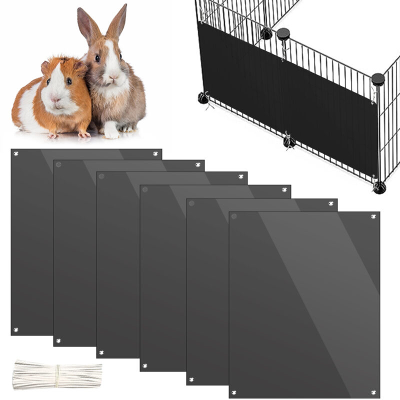 12 Pack Pet Plastic Cage Liner Protection 10'' x 8.2'' Rabbit Cage Urine Guard Clear Cage Edge Liner Guinea Pig Side Lining Small Animal Cage Accessories - Keep Litter in The Cage