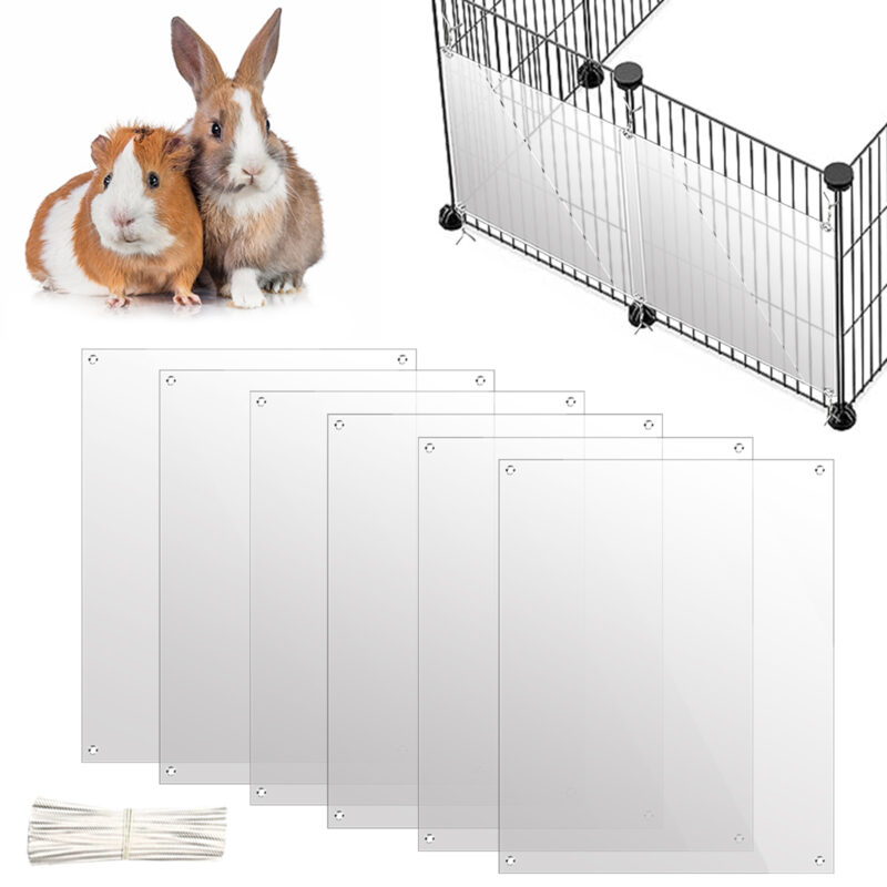 12 Pack Pet Plastic Cage Liner Protection 10'' x 8.2'' Rabbit Cage Urine Guard Clear Cage Edge Liner Guinea Pig Side Lining Small Animal Cage Accessories - Keep Litter in The Cage