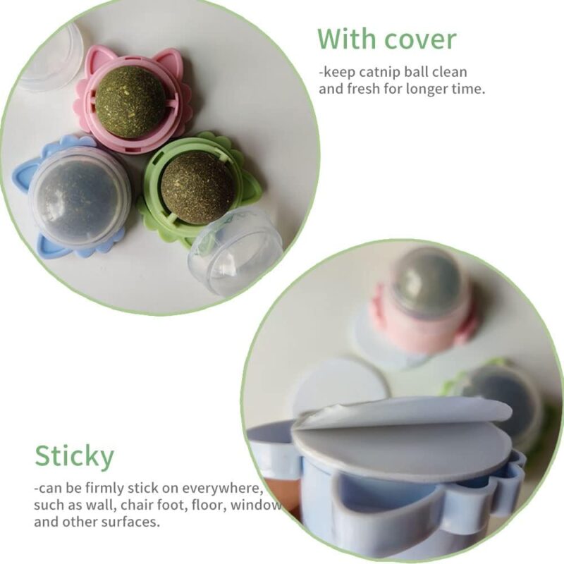 Catnip Ball Toy for Your Pet | 3 Pack Catnip Ball | Catnip Ball Dental Hygiene Toy | Catnip Wall Mount | Catnip Balls for Indoor Cats | Catnip Balls for cat Wall