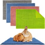 4 Pcs Guinea Pig Cage Liner, Bunny Washable Mats Rug Guinea Pig Fleece Bedding Reusable Rabbit Liner Small Animal Sleeping Bed for Bunny Ferret Rat Chinchilla
