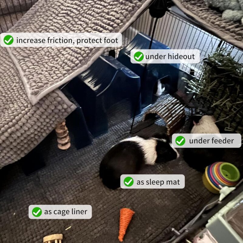 4 Pcs Guinea Pig Cage Liner, Bunny Washable Mats Rug Guinea Pig Fleece Bedding Reusable Rabbit Liner Small Animal Sleeping Bed for Bunny Ferret Rat Chinchilla
