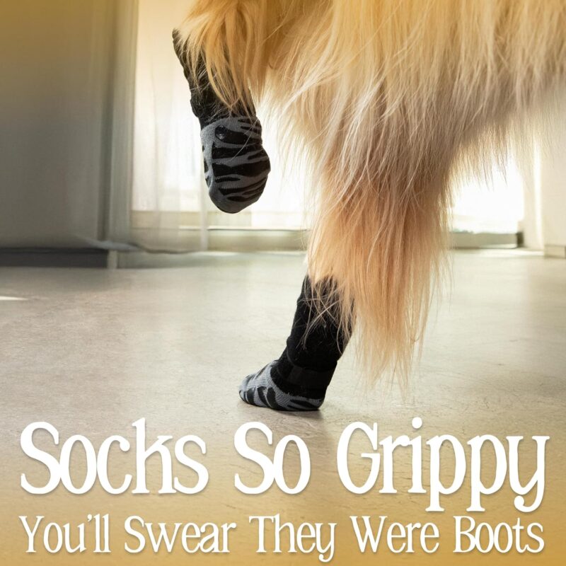 Non-Slip Dog Socks for Hardwood Floors - Extra-Thick Grip That Works Even When Twisted - Prevents Licking, Slipping, and Great for Dog Paw Protection