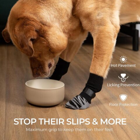 Non-Slip Dog Socks for Hardwood Floors - Extra-Thick Grip That Works Even When Twisted - Prevents Licking, Slipping, and Great for Dog Paw Protection